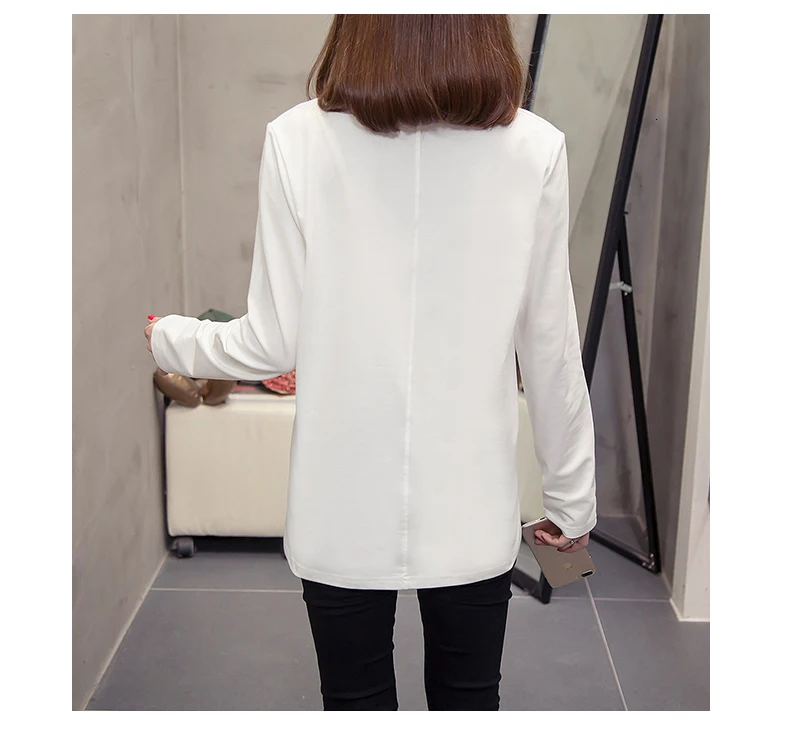 Nkandby Плюс Размер Женская футболка осенняя одежда повседневные свободные футболки с длинными рукавами больших размеров d корейский стиль хлопок женские футболки