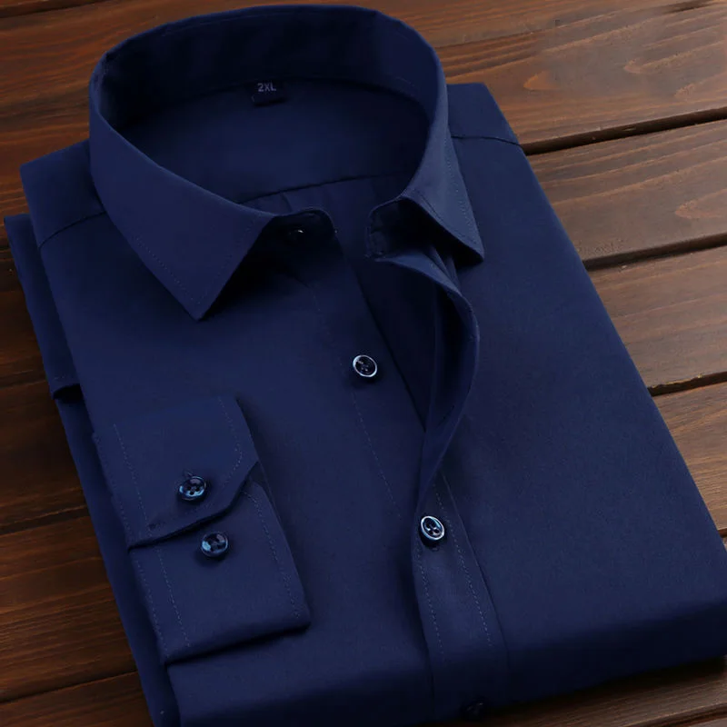 Мужская Высококачественная рубашка с длинным рукавом и отложным воротником, брендовая мужская приталенная мягкая уютная клетчатая рубашка в полоску, повседневные рубашки на весну и осень - Цвет: B05