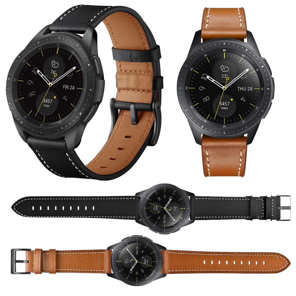 

For Samsung Galaxy Watch Black Brown Leather Watchband 46mm 42mm Wrist strap For Samsung Gear S3 Classic Frontier Band Bracelet