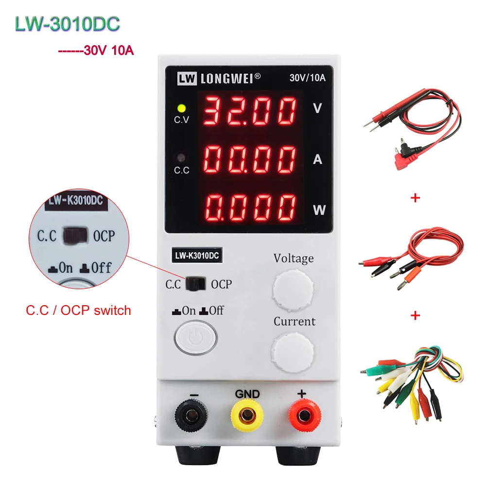 LW K3010DC Leb DC Питание 30V 10A регулируемый постоянный ток перегрузки по току защиты 4