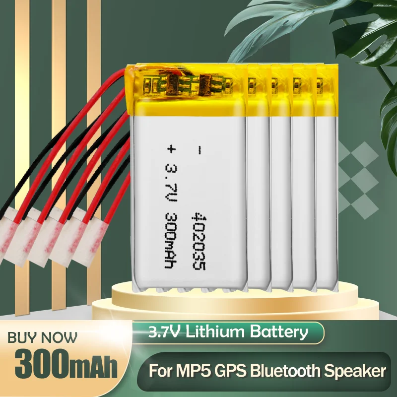 402035 042035 3.7V 300mAh Lithium Polymer LiPo Rechargeable Battery For GPS DVR MP3 MP4 MP5 Bluetooth Headset Smart Watch Toys |