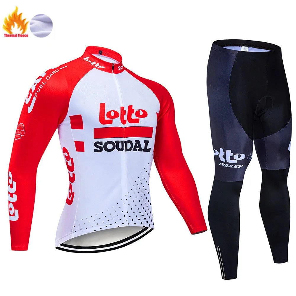 lotto зима термо флис Велоспорт Джерси кофты с длинным рукавом Велоспорт комбинезон велосипедный набор велосипедная одежда - Цвет: Cycling suit