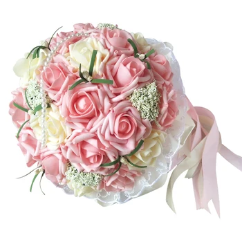 

wedding bouquet artificial flower hand tied bouquet wedding rose bridal bouquet romantic wedding bouquet pink and purple