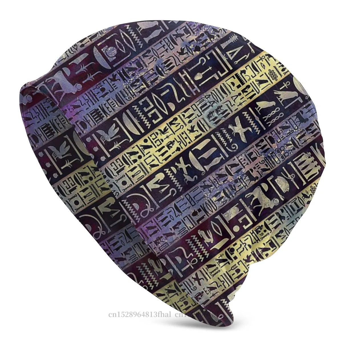AncientEgyptEgyptianSkulliesBeaniesCapsHieroglyphsOnPurpleVioletPaintedTexture