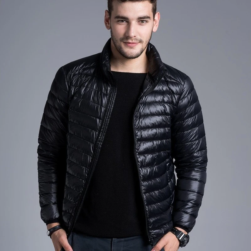 

2019 Men Casual Warm Jackets solid thin breathable Winter Jacket Mens Outdoors Coat Lightweight Parka Plus size hombre jaqueta