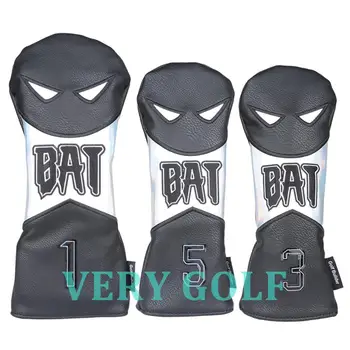 

3pcs Black PU with BAT & 135 Embroidery Golf Club Driver Fairway Wood FW Head Cover Golf Driver #3 #5 Wood Headcover