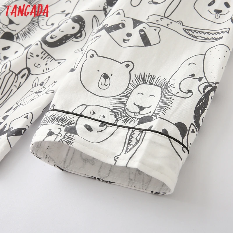 Tangada женские костюмы с забавным животным принтом белые топы и штаны комплекты из 2 предметов Женское ночное белье Комплекты для близнецов Женский комплект YU34