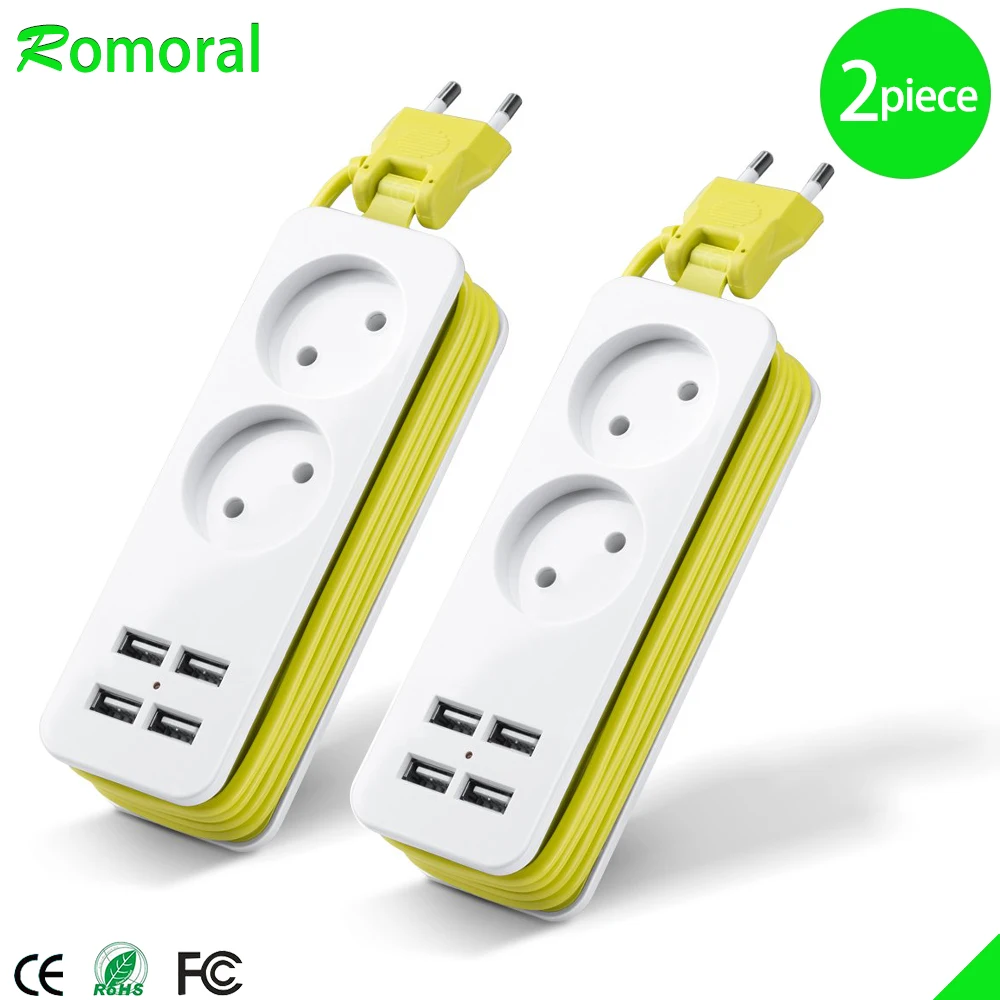 Штепсельная Вилка европейского стандарта Мощность полосы 4 USB Порты и разъёмы