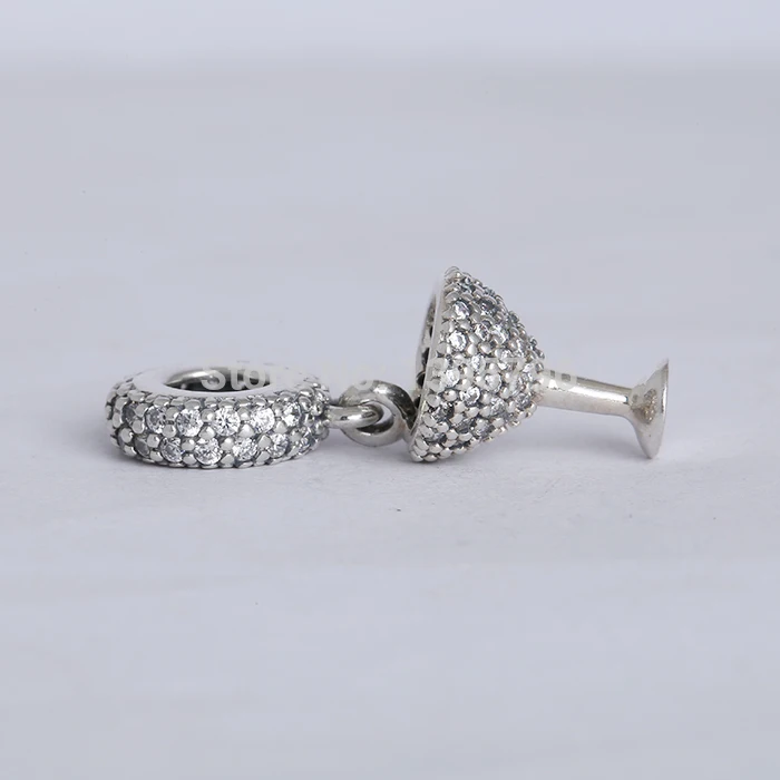 

Fit Pandora Bracelets Mother's Day Cocktail Glass Charms 925 Sterling Silver Dangle Pave CZ Cocktail Glass Charm Diy Jewelry