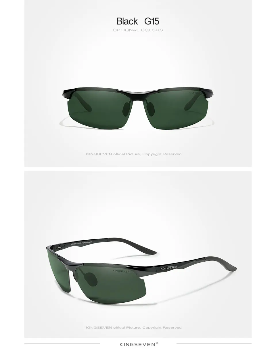 KINGSEVEN Aluminum Frame Sunglasses Men Driving Mirror Lens