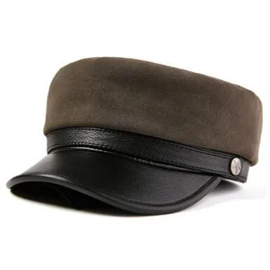 SILOQIN мужская плоская кепка Snapback тренд шляпа из натуральной кожи осенние модные женские армейские Кепки из овчины элегантные женские брендовые кепки s - Цвет: Brown