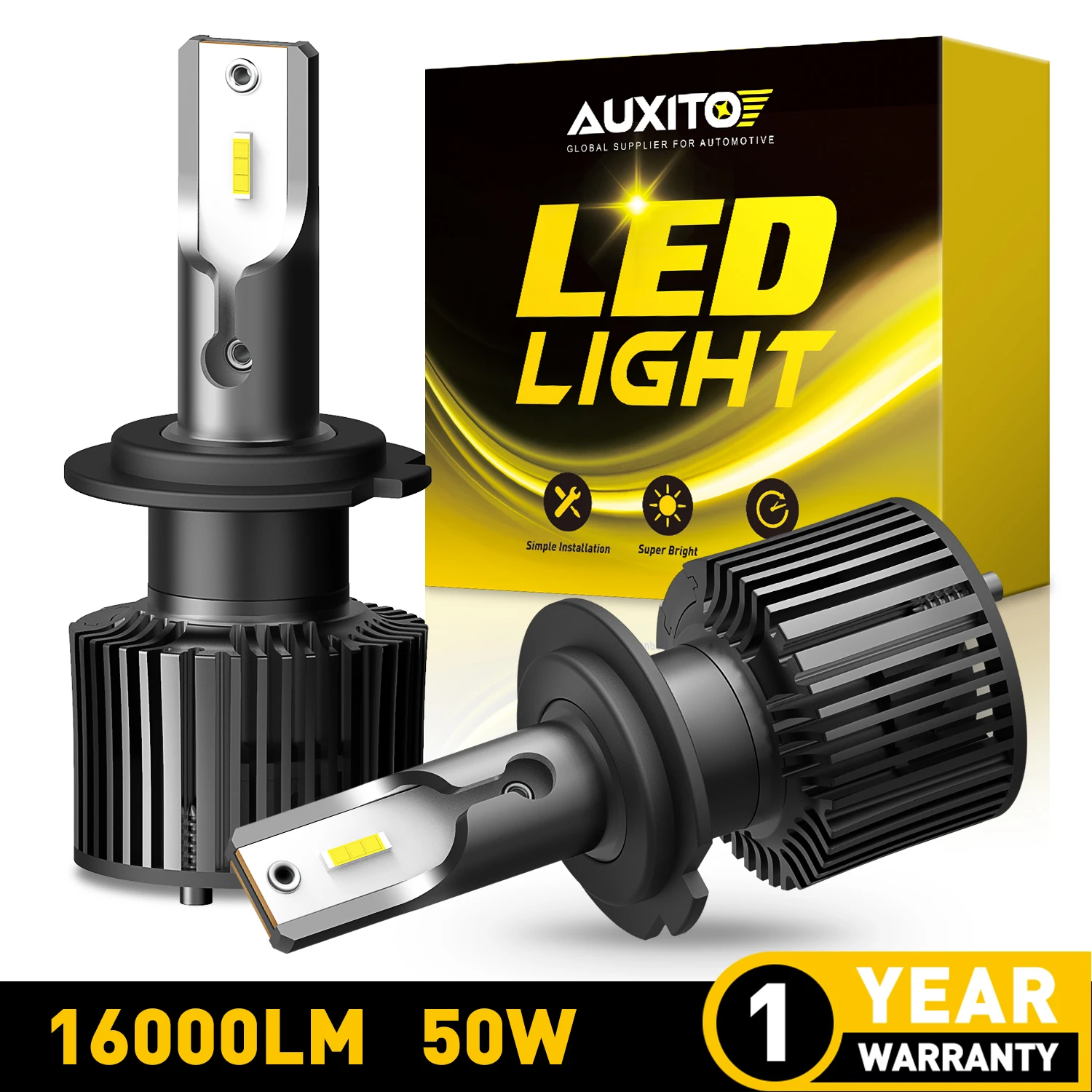 D-Lumina H1 LED Headlight Bulbs, 100W 16000LM 500% Brighter LED Headlights Conversion Kit 6500K Cool White IP68 Waterproof, 100,000 Hour Lifespan, Pack Of 2 - View #3
