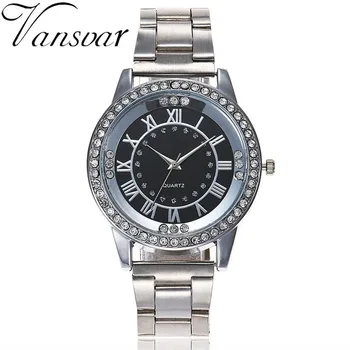

Vansvar Brand Ladies Quartz Watch Fashion Women Gold Rhinestone Stainless Steel Casual Dress Women's Watches Relogio Feminino