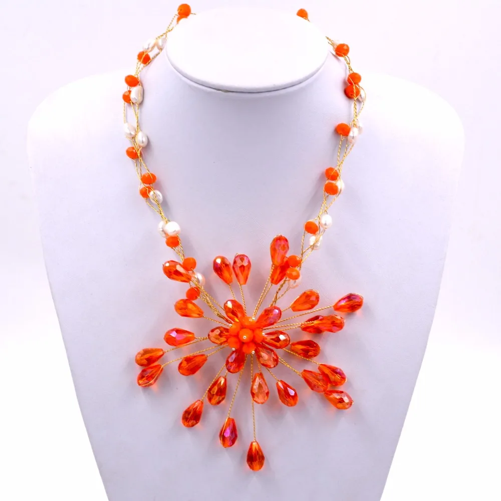 2017 new design orange crystal firework necklace for women | Украшения и аксессуары