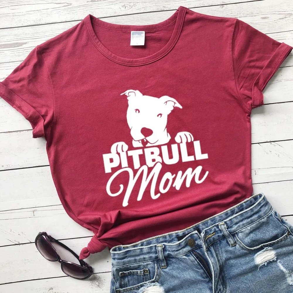 I Love Mom Tattoo Pitbull Womens T Shirt Dog Lover Funny Quote Ladies Tee 