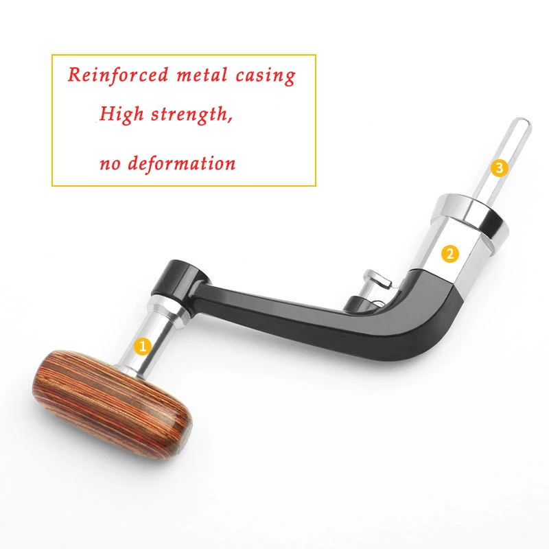 

Fishing Reel Accessories Spinning Wheel Reel Rocker Arm Metal Rocker Folding Solid Wood Handle Rocker Arm For 1000-6000 Reel