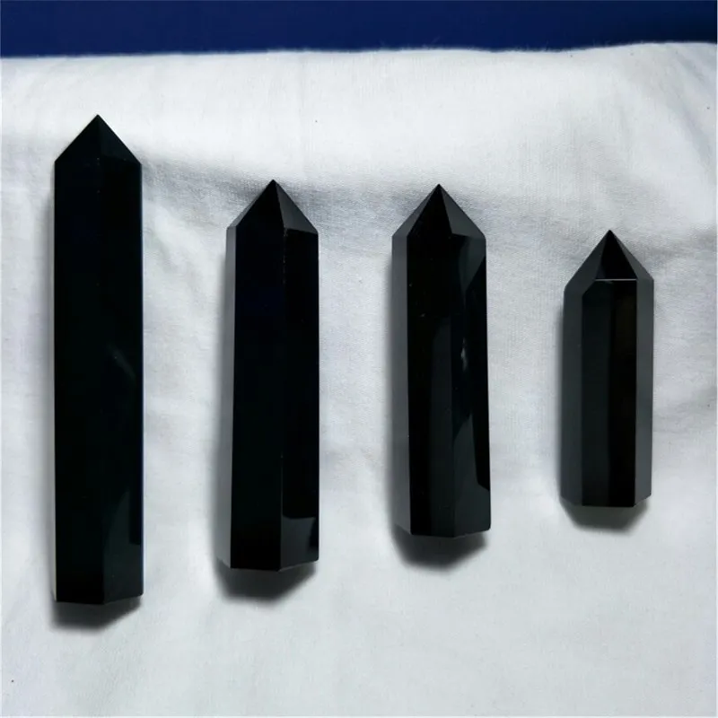 

Wholesale 100% Natural Obsidian Crystal Column Quartz Stone Crystals Decoration Ornament Home Using Meditation Healing