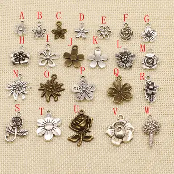 

20 Pcs Metal Bronze Silver Color Metal Flower Charms Pendant For Jewelry Making Metal Charms Metal Charms For Jewelry Making