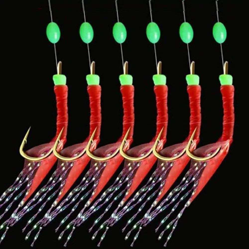 6pcs Sea/Freshwater Fishing Sabiki Rigs String Hook Flash Luminous String  Hook Fish String Hook Bait For Freshwater - AliExpress