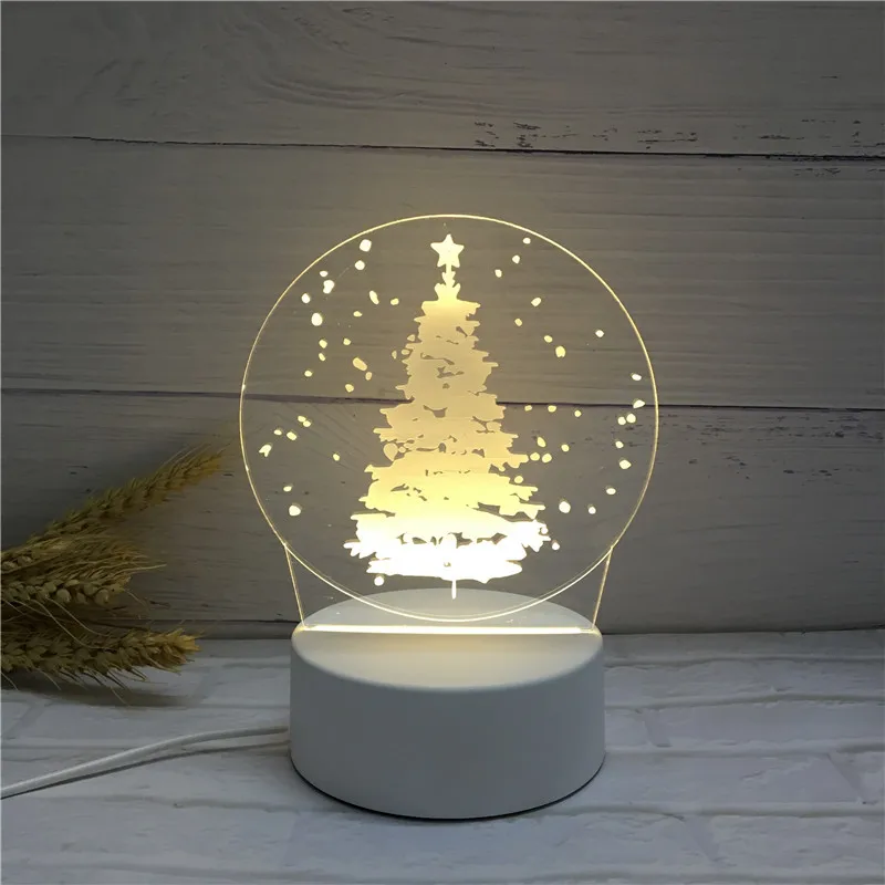 Креативный 3D Рождественский Ночной светильник с изображением Санта Клауса, рождественской елки, лося, ночник, новогодний Рождественский подарок для детей, домашний декор