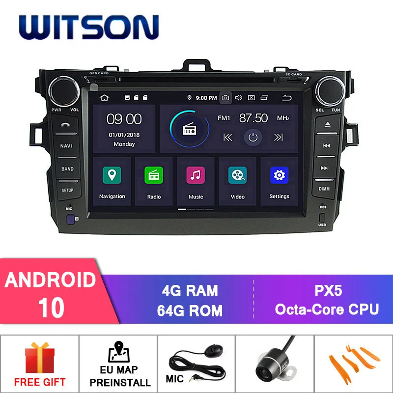 Автомобильный мультимедийный DVD-проигрыватель WITSON Android 10 GPS для TOYOTA COROLLA 2007 2008-2012