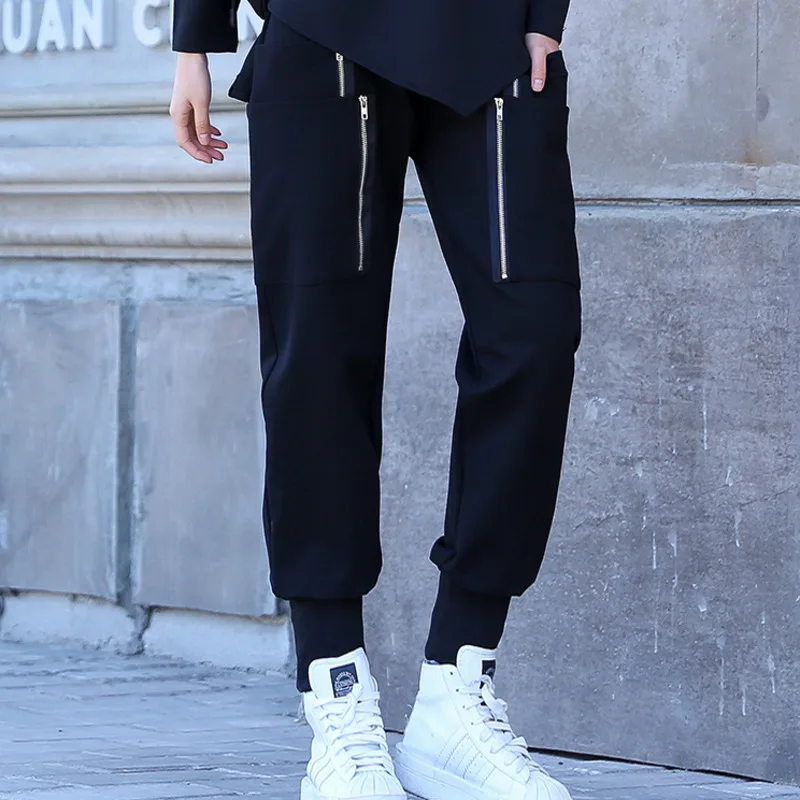 

XUXI Women Loose Tied Feet Slim High Waist Big Size Pantalon Femme Hip-hop Tide Ins Nine Points Sports Casual Pants FZ1667