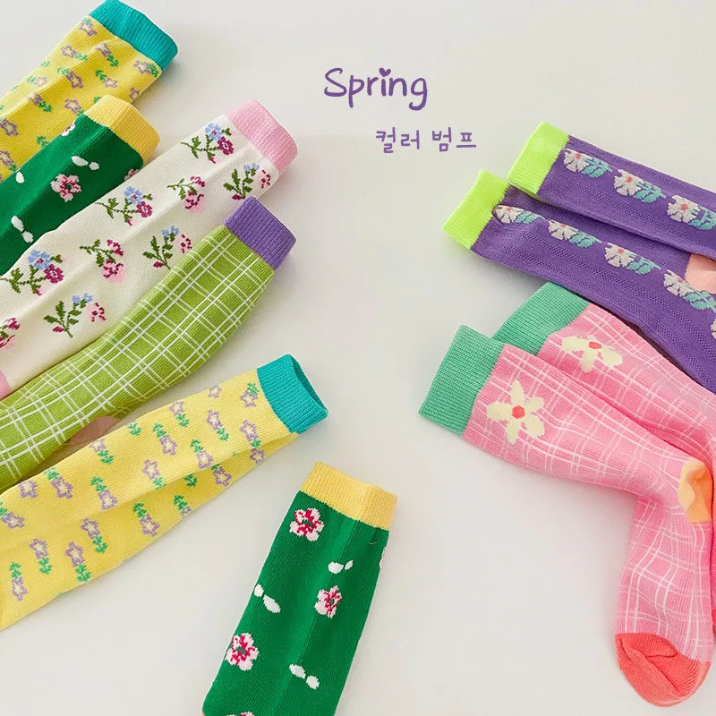 

MILANCEL Kids Socks Floral Cotton Girls Socks Korean Casual Children Socks