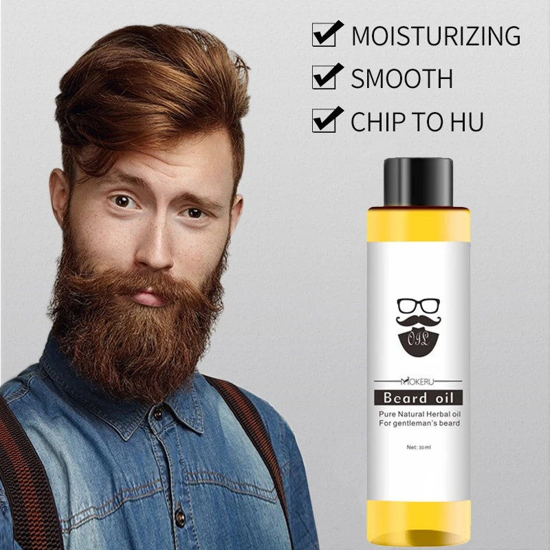 30ml Mokeru 100% aceite orgánico de barba para la pérdida de cabello, productos de crecimiento de la barba aceite para el crecimiento de la barba de los hombres crecer Pro