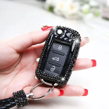 

New Diamond Crystal Car Key Case Cover For VW Golf Bora Jetta POLO GOLF Passat Skoda Octavia A5 Fabia SEAT Ibiza Leon Accessorie