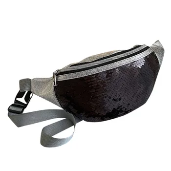 

Women's Sequin Waist Bag New Fashion Shoulder Crossbody Bag Simple Chest Bag Diagonal Cross Bag Laser Sequin Diagonal Cross Bag