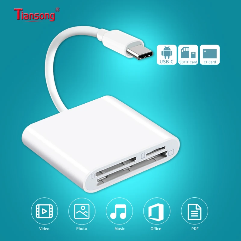 OTG Phone Aux адаптер USB C Type к SD CF 3 в 1 кардридер/передача для Huawei Xiaomi Samsung One Plus MacBook Pro