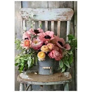 

Flower Pot on the Stool 5D Full Drill Diamond Painting Embroidery Cross Stitch Kits DIY Rhinestone Crystal Decor