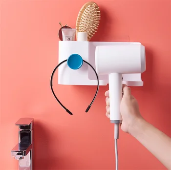 

ABS Bathroom Storage Rack Hair Dryer Wall Mounted Bathroom Hair Dryer Holder Rack Bathroom Shelf Shower Organizer
