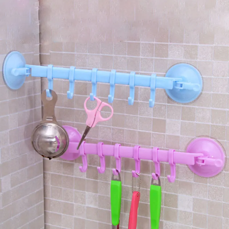 6 Hook Wall Transparent Strong Door Waterproof Oilproof Self Adhesive Seamless Hanging Hooks Kitchen Bathroom Office | Дом и сад