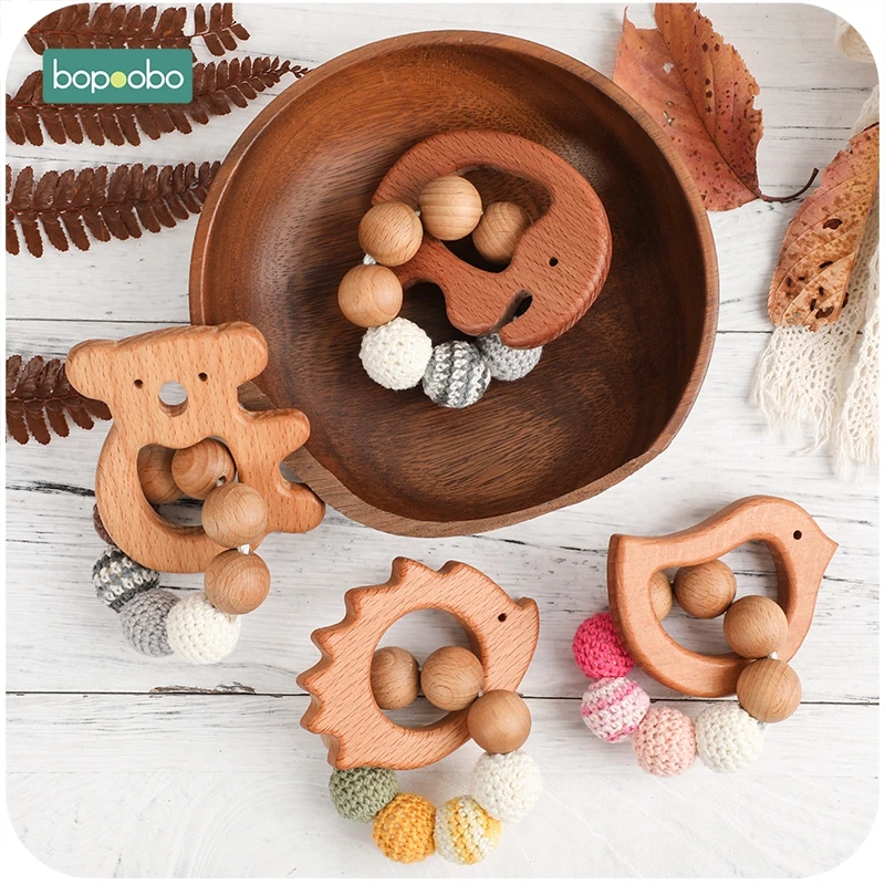 Wooden Baby Teether Wooden Pram Clip Baby Toy Baby Mobile Pram Personalize Baby Teething Pacifier Chain Chewable Baby Rattle