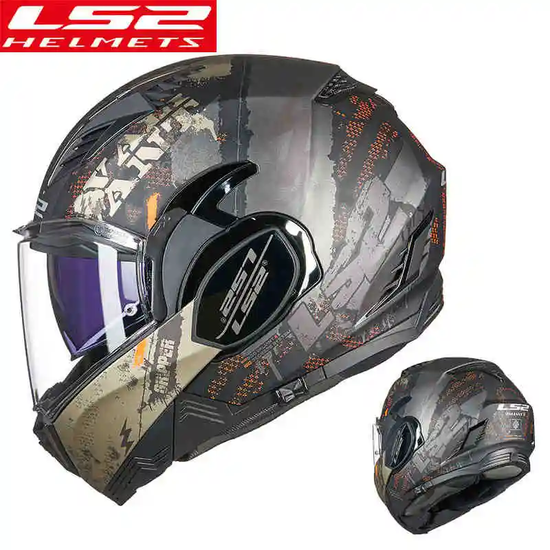US $312.55 Original LS2 FF900 Valiant II 180Degrees Flip Up Modular KPA Shell Motorcycle Helmet With Antifog Patch Holes Casco Moto Casque