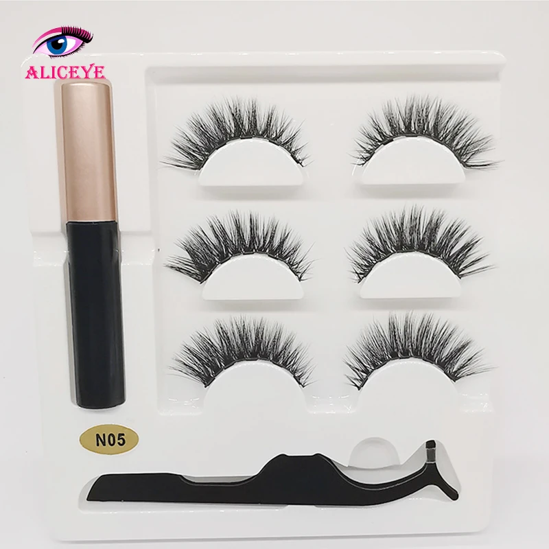 3d 25mm Long Mink Eye Lashes Magnetic False Eyelashes And Eyeliner Set Natural Fake Eyelash Extention Supplies Wispy Lashes Kit - Цвет: N05