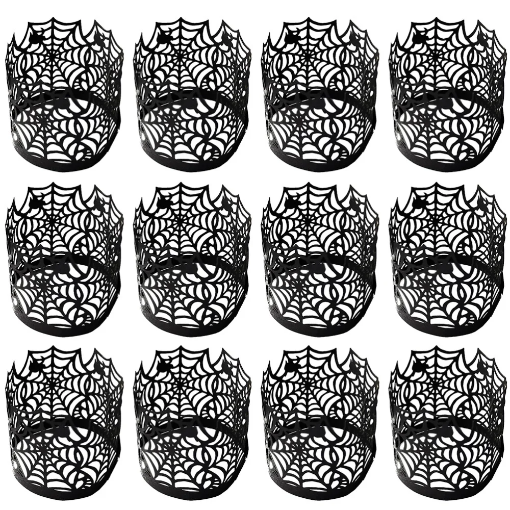 50 pcs Electronic Candle Holder Black Spider Web Halloween Paper Tea Light LED Wraps for Party Home | Лампы и - Цена: 