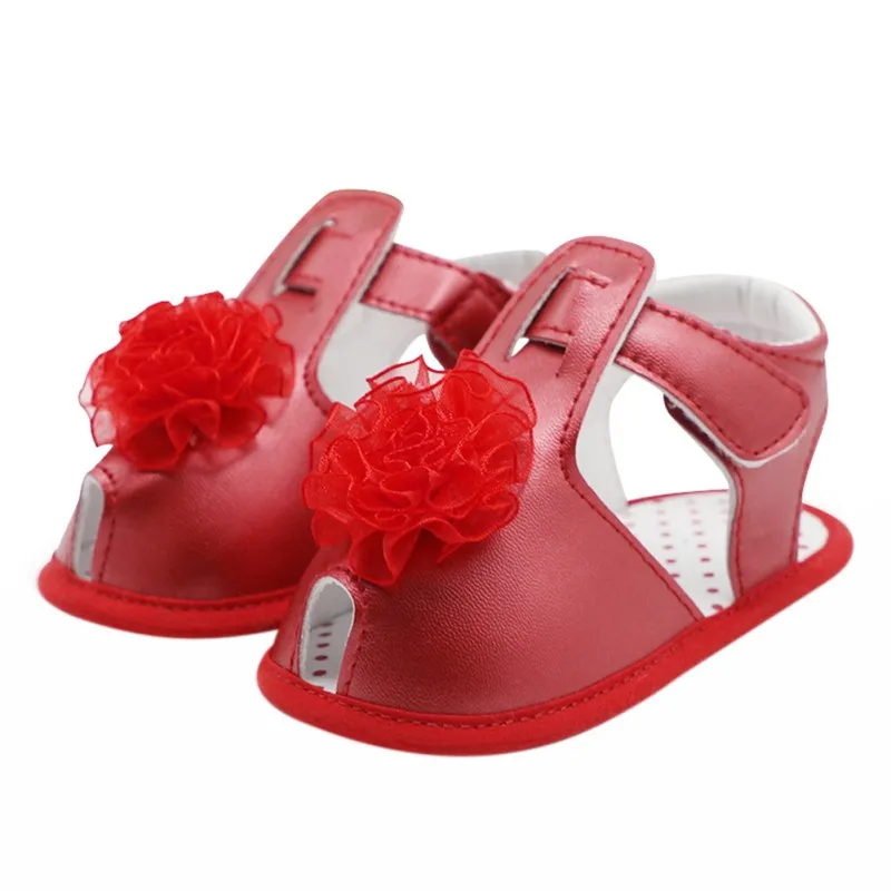 Летняя обувь для маленькой девочки малыш девочка Bebe Твердые вечерние детская обувь для младенцев Цветок День рождения ПУ детские мокасины 0-18 месяцев