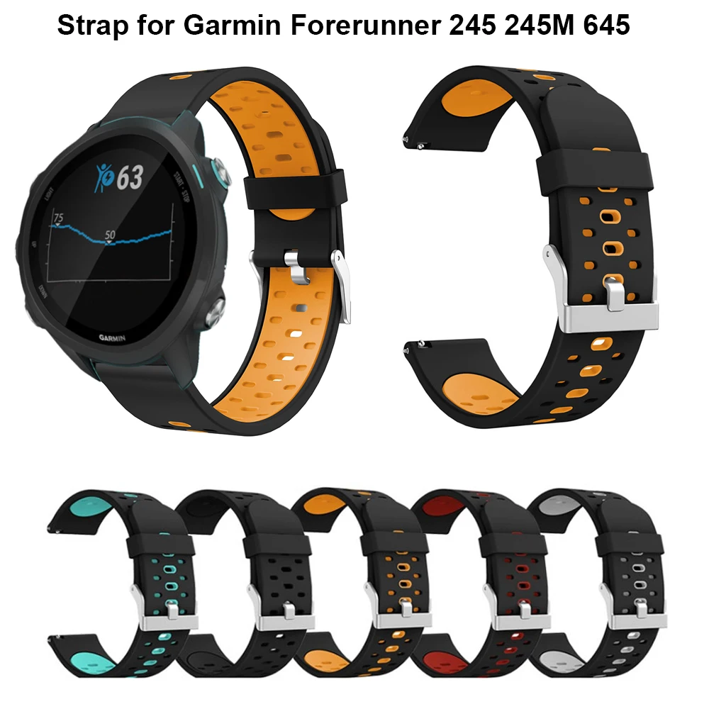 20mm Soft Silicone Watchband Strap for Garmin Forerunner 245 245M 645 Vivoactive 3 Smart Bracelet Watch Band Wristband strap | Электроника