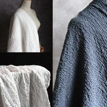 100x100 см белый темно-синий хлопок текстура ткань морщинистый хлопковый Льняной материал растягивается осень зима DIY дизайнерская ткань