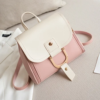 

Mini Women Backpack Fashion Patchwork Zipper Pu Leather Shoulder Bag Teenage Girls Small Bagpack Female Cell Phone Holder