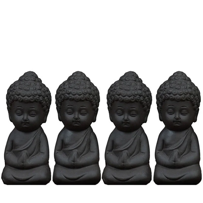 Chinese Little Ceramic Monk Figurine Buddha Statue Teahouse Ornament Car Decoration Lovely Home Decor Living Room | Дом и сад