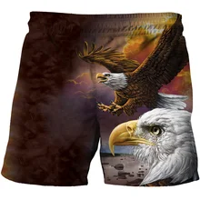 2021 Men's And Women's Children's Animal Printed Eagle Summer Loose Casual Oversized American Bald Eagle 3D Beach Pants Shorts