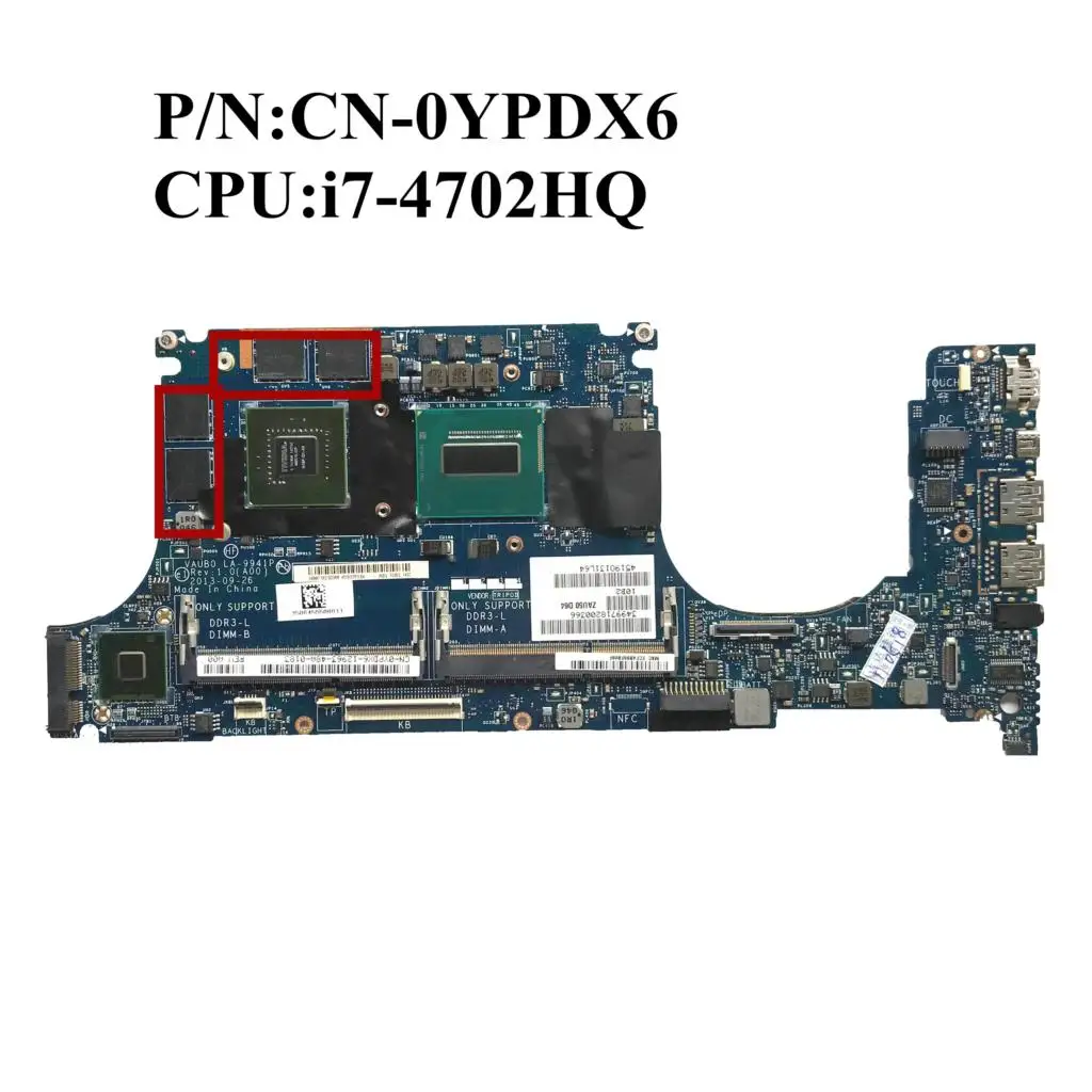 

Excellent For DELL Precision M3800 Laptop Motherboard With i7-4702HQ CPU K1100M 2GB GPU DDR3 CN-0YPDX6 0YPDX6 LA-9941P