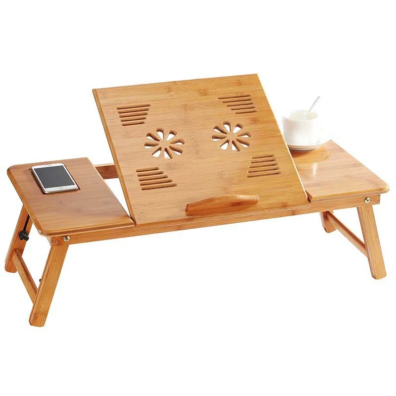 

Adjustable Bamboo Laptop Desk Dormitory Laptop Stand with Fan Folding Bed Laptop Desk Book Reading Office Notebook Stand Desk