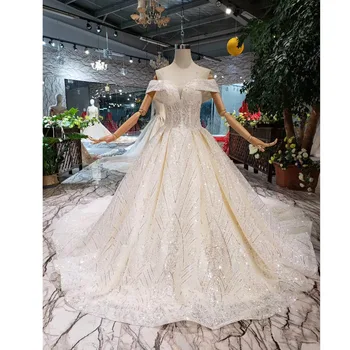 شراءBGW HT43026 2020 فساتين زفاف جديدة مع قطار طويل خارج الكتف على شكل قلب فستان زفاف فاخر مع ترتر لامع