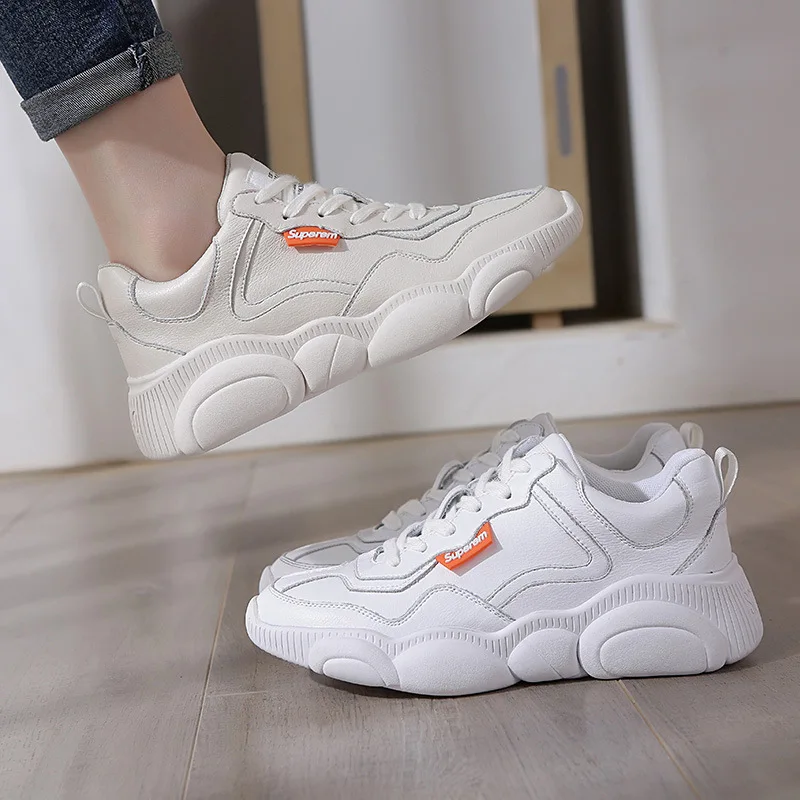 

2019 Spring And Summer Genuine Leather Parent And Child-bear xie Women's Hight-top plus Velvet Lace-up Shoes Low Top Bear Sole C