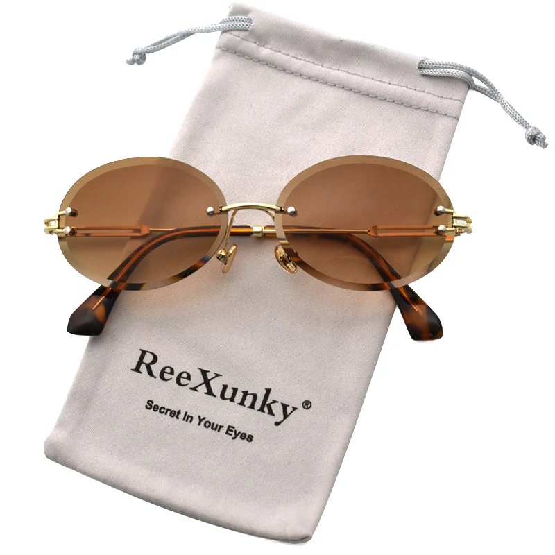 

Fashion Small Oval Gradient Sunglasses Women Rimless Sun Glasses For Women Travel Essential Outdoor Style Female Shades Oculos