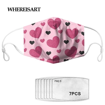 

WHEREISART Color Love Heart Pattern Women's Pink Tops Half Mouth Maske Adjustable Reusable Windproof Air Dust Mouth Mascarillas